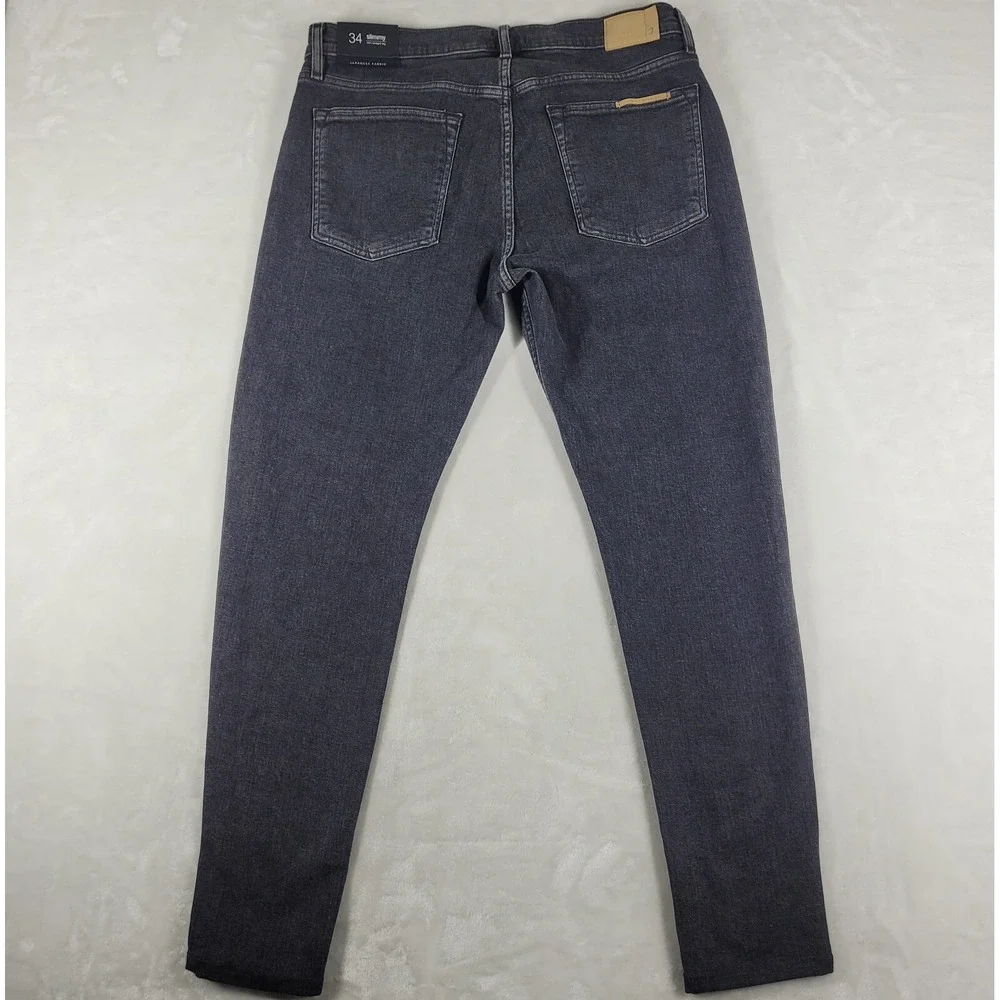 7 For All Mankind Slimmy Jeans Men's‎ 34x30 Black Cotton Cashmere Blend Japan